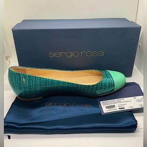 Sergio Rossi Alligator Stamped Ballet Flats sz 40 US 9